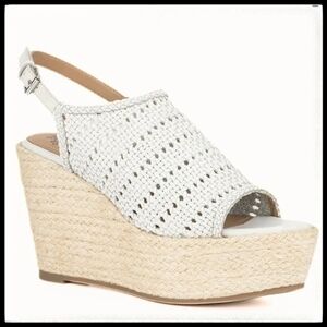 NWT Vintage Foundry Cynthia Leather Women's White Wedge Sandal Platform Size 10